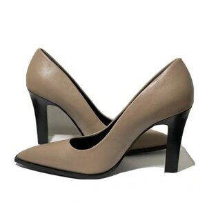 Reiss Taupe Pointed-Toe Leather Pumps